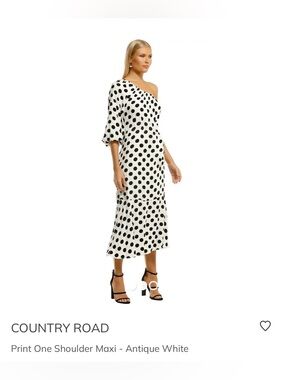 Country Road Black Polka Dot One-Shoulder Maxi Dress on White